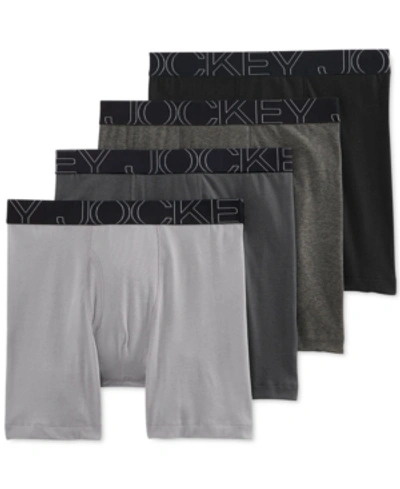 Jockey Activeblend 7" Midway Brief - 4 Pack In Grey,pewter,heather,black