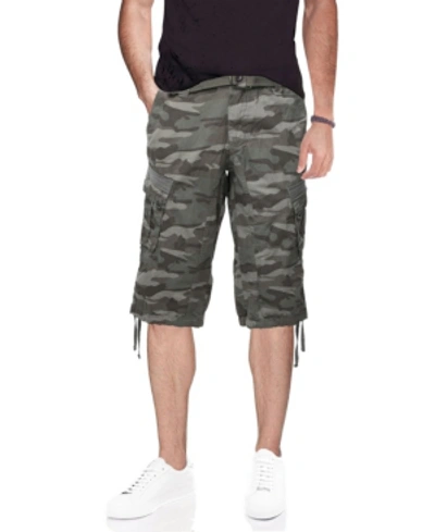 X-ray Men's Big And Tall Belted Capri Cargo Shorts In Sage Camo