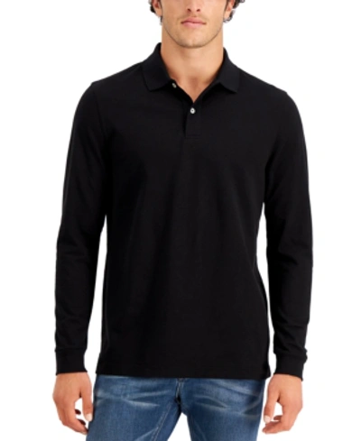 Club Room Men's Merino Wool Blend Polo Sweater, Created For Macy's In Deep Black