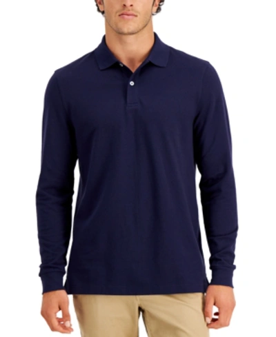 Club Room Men's Solid Stretch Polo, Created For Macy's In Navy Blue