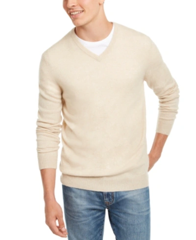 Club Room Men's V-neck Cashmere Sweater, Created For Macy's In Oatmeal Heather