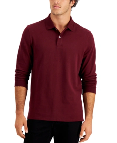Club Room Men's Solid Stretch Polo, Created For Macy's In Red Plum