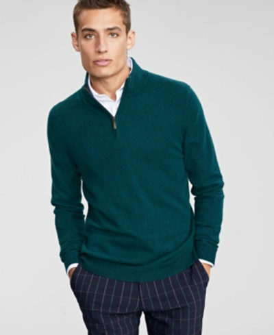 Club Room Men's Cashmere Quarter-zip Sweater, Created For Macy's In Holly Green