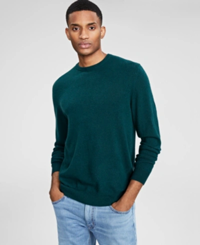 Club Room Cashmere Crew-neck Sweater, Created For Macy's In Holly Green