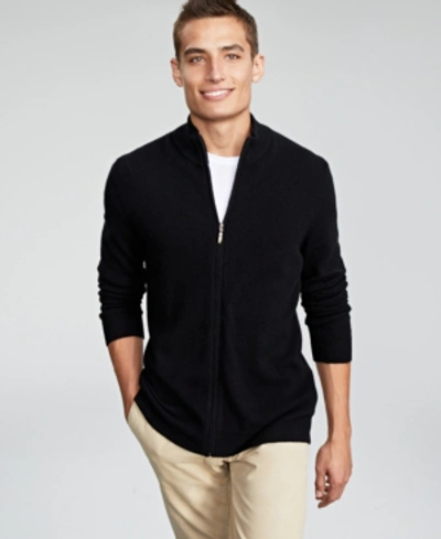 Club Room Men's Cashmere Quarter-zip Sweater, Created For Macy's In Deep Black