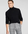 Club Room Men's Merino Wool Blend Turtleneck Sweater, Created For Macy's In Deep Black