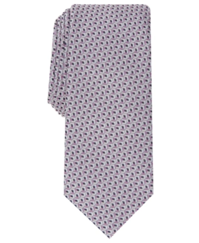 Alfani Men's Slim Geometric Tie, Created For Macy's In Pink
