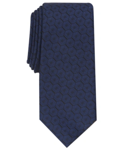 Alfani Men's Slim Geometric Tie, Created For Macy's In Navy