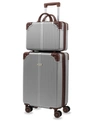 Puiche Tresor Carry-on Vanity Trunk Luggage, Set Of 2 In Silver-tone