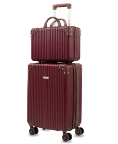 Puiche Tresor Carry-on Vanity Trunk Luggage, Set Of 2 In Burgundy