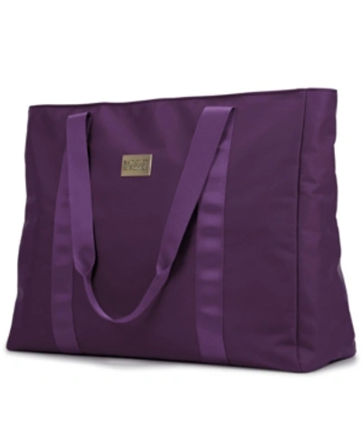 Badgley Mischka Nylon Travel Tote Weekender Bag In Purple