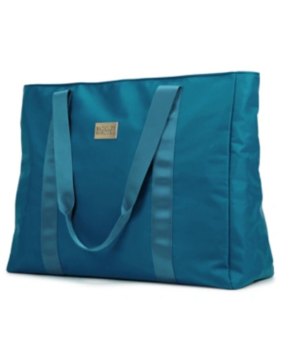 Badgley Mischka Nylon Travel Tote Weekender Bag In Aqua