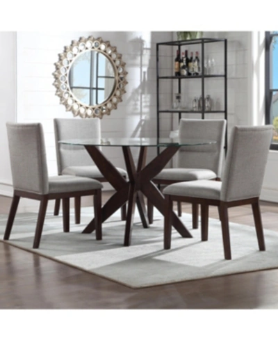 Furniture Amy 5-pc. Dining Set, (round Glass Table & 4 Side Chairs)