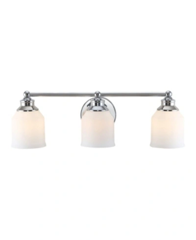Jonathan Y Lydia 3-light Glass Farmhouse Cottage Led Vanity Light In Silver-tone