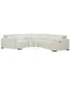 FURNITURE JENNETH 5-PC. LEATHER SOFA WITH 2 POWER MOTION RECLINERS AND CUDDLER, CREATED FOR MACY'S