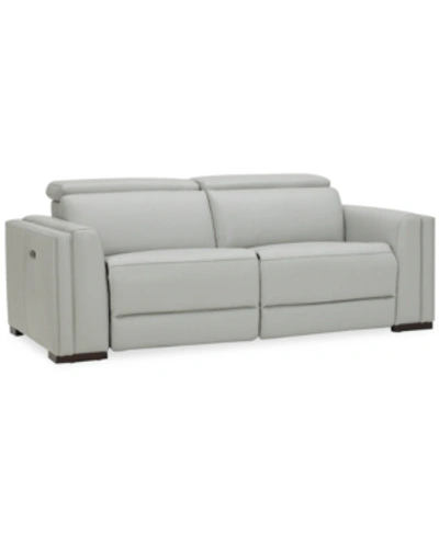 Furniture Jenneth 2-pc. Leather Sofa With 2 Power Recliners, Created For Macy's In Light Grey