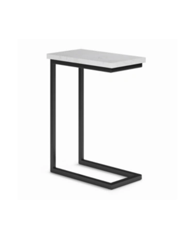 Simpli Home Skyler C Side Table With Marble Top In White