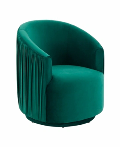 Tov Furniture London Pleated Velvet Swivel Chair In Forest Green