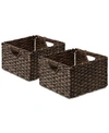 Seville Classics Foldable Handwoven Cube Storage Baskets, Set Of 2 In Mocha Brown