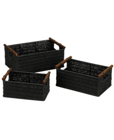 Household Essentials Baskets With Wood Handles, Set Of 6 In Black
