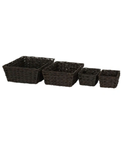 Household Essentials Wicker Storage Baskets, Set Of 4 In Brown