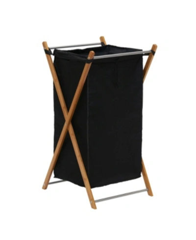 Household Essentials Chic Bamboo Wood Hamper In Black