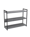 HOUSEHOLD ESSENTIALS SLEEK LAMINATE LOW SHELF STACK WITH 3 WIDE SHELVES