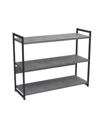 Household Essentials Sleek Laminate Low Shelf Stack With 3 Wide Shelves In Gray