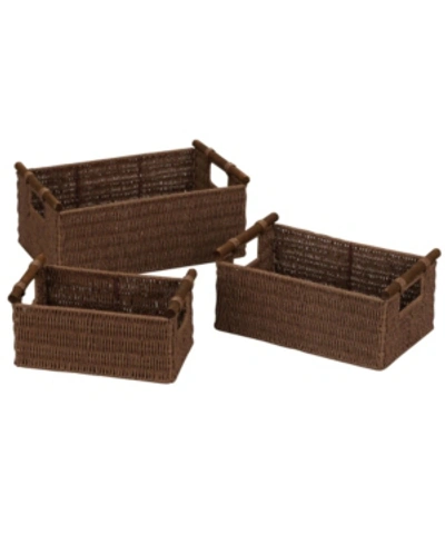 Household Essentials Baskets With Wood Handles, Set Of 6 In Brown