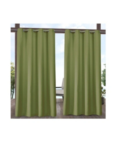Exclusive Home Delano Heavyweight Textured Indoor/outdoor Grommet Top Curtain Panel Pair, 54" X 84" In Green