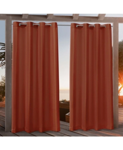 Exclusive Home Nicole Miller Canvas Indoor/outdoor Grommet Top 54" X 84" Curtain Panel Pair In Orange