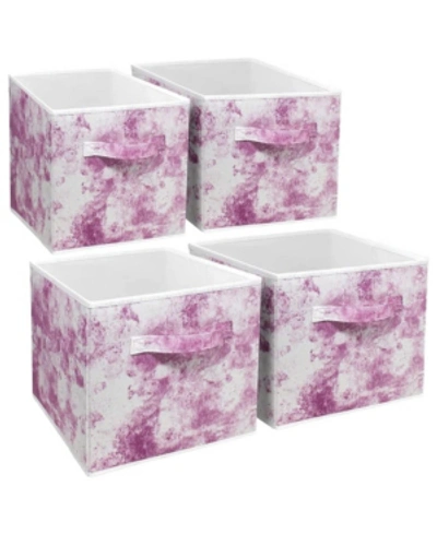 Sorbus Foldable Cube Storage Bin, Set Of 4 In Pink