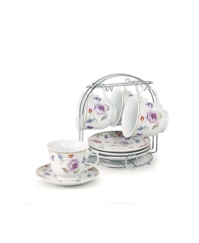 Lorren Home Trends 8-pc 8oz Coffee Cup And Saucer Set, Service For 4 In Purple