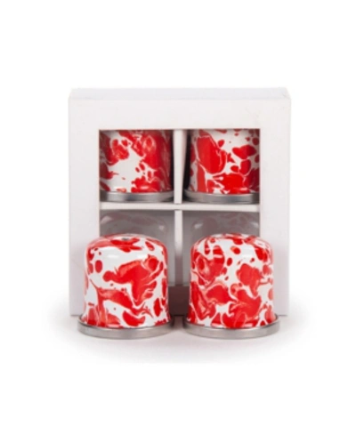 Golden Rabbit Red Swirl Enamelware Collection Salt And Pepper Shakers, Set Of 2