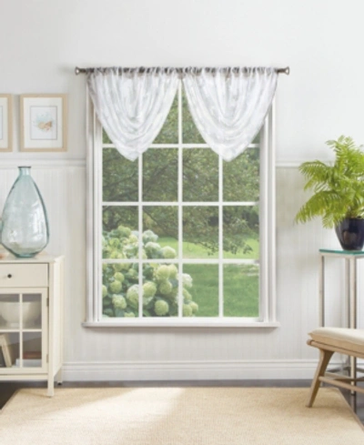 Martha Stewart Collection Aster Acanthus Poletop Waterfall Valance, Created For Macy's In White