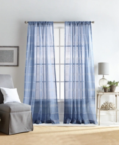 Martha Stewart Collection Delicate Stripe Poletop Panel Pair, 95", Created For Macy's In Indigo