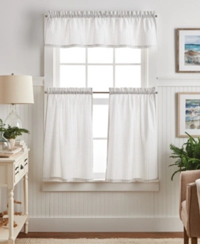 Martha Stewart Collection Ticking Stripe 3-pc. Valance & Tiers Set, Created For Macy's In Gray
