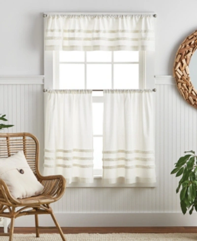 Martha Stewart Collection Water's Edge Backtab Tufted Valance & Tiers Set, Created For Macy's In White