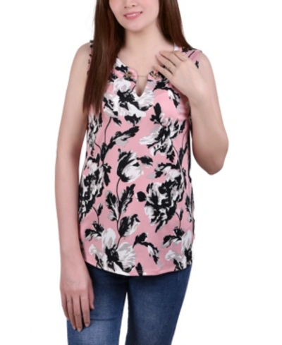 Ny Collection Petite Sleeveless Pullover With Chain In Pink Ghostflower