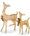 NATIONAL TREE COMPANY CRYSTAL SPLENDOR CHAMPAGNE 38" DOE & 28" FAWN WITH 105 TOTAL MINI LIGHTS, SET OF 2