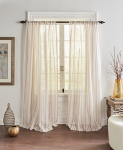 Elrene Hampton Stripe Sheer Window Curtain In Off-white
