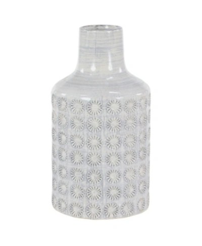 Cosmoliving Large, Round Ceramic Floor Vase With French Country Rosette Relief Design In Gray