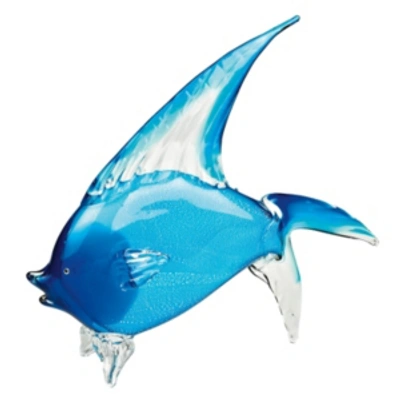 Badash Crystal Light Blue Tropical Fish Art Glass Sculpture In Multi