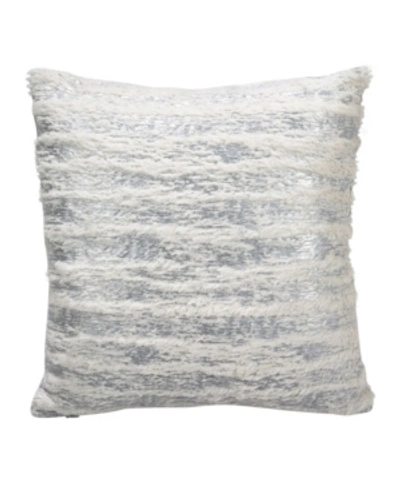 Saro Lifestyle Brushed Metallic Foil Printed Faux Fur Decorative Pillow, 15" X 15" In Silver