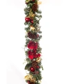 VILLAGE LIGHTING 9' ARTIFICIAL CHRISTMAS GARLAND WITH LIGHTS, RED MAGNOLIA
