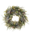 VILLAGE LIGHTING 30" LIGHTED CHRISTMAS WREATH, RUSTIC WHITE BERRY