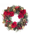 Village Lighting 30" Lighted Christmas Wreath, Red Magnolia In Multi