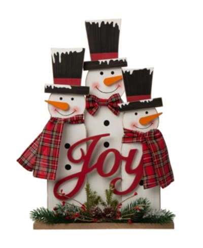 Glitzhome Wooden Snowman Family Table Or Standing Decor In Multi