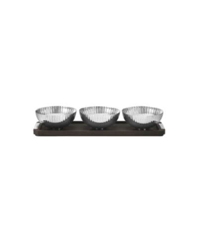 Georg Jensen Bernadotte Bowl And Tray Set, 4 Pieces In Oak