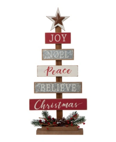 Glitzhome Wooden Sign Table Tree Decor In Multi